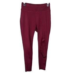 Pop Fit Womens High Waisted Athletic Leggings with Pockets Burgundy Medium